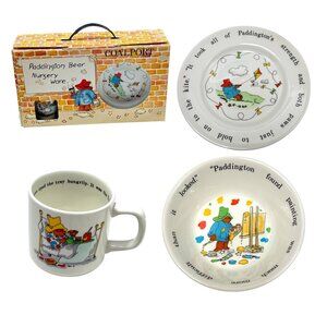 Coalport Paddington Bear Eden 1984 Bowl Plate Cup Set Open Box Unused 1984